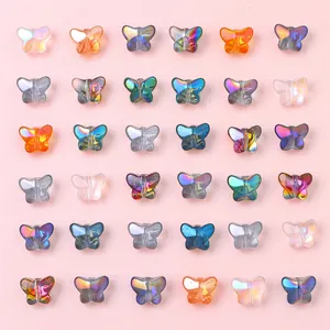 Butterfly Shaped Glass Loose Beads Aurora Gradient AB Color DIY Jewelry Making Accessories For Bracelet Necklace Handcraft