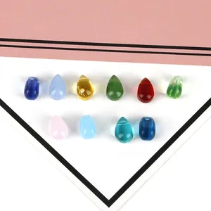 Set mit 11 bunten Glastropfenperlen für DIY-Schmuck und Blütenblatt-Anhänger