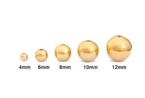 Detailed comparison of five sizes of polished gold CCB round beads for jewelry making