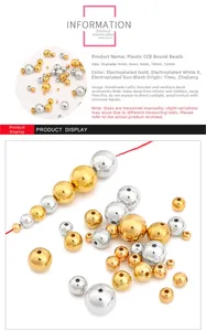 Gros plan de perles CCB métallisées en or et argent pour la création de bijoux DIY