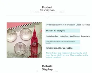 Macro detail of round transparent glass cabochon for DIY jewelry making and craft deco
