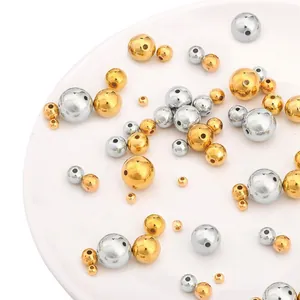 Golden and silver plastic CCB round spacer beads for jewelry making in various sizes