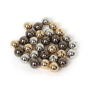 Polished CCB plastic beads in gold, silver, and black for DIY jewelry making