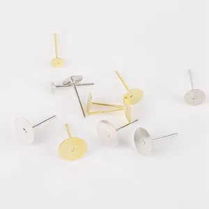 DIY flat pad stud earring findings in gold and silver finish for handmade jewelry making