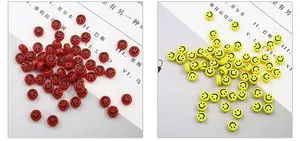 Λήψη macro από 4x7mm κόκκινες και κίτρινες ακρυλικές χάντρες smiley για κοσμήματα DIY