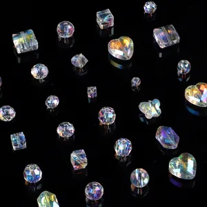 Mix of faceted AB crystal glass beads in heart and butterfly shapes for jewelry DIY