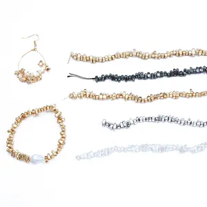 Golden and silver irregular hematite stone beads for handmade DIY jewelry making
