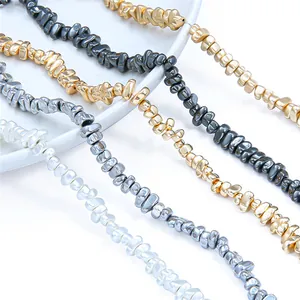 Irregular gold and grey hematite stone beads for handmade DIY jewelry bracelets