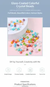Macro-opname van veelzijdige gekleurde glazen kristallen tonparels voor DIY-sieraden