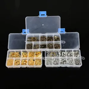 Kit di tre scatole di accessori per gioielli in oro argento e bronzo per fai da te