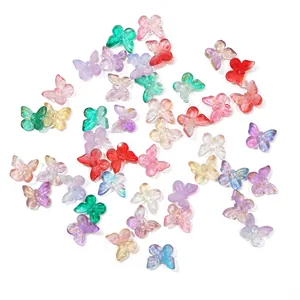 Vintage Gradient Glass Butterfly Charms Gold Foil Inlaid DIY Jewelry Findings For Hairpins Tassel Making Craft Materials
