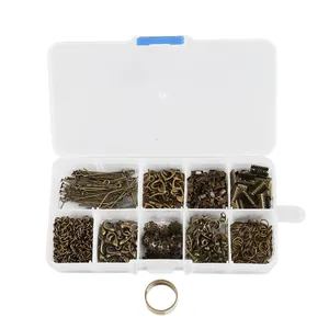 Kit creazione gioielli fai-da-te bronzo con scatola portaoggetti a 10 scomparti e minuterie
