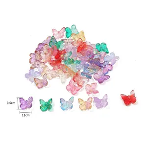 Colorful frosted butterfly beads for handmade DIY hair accessories and jewelry making