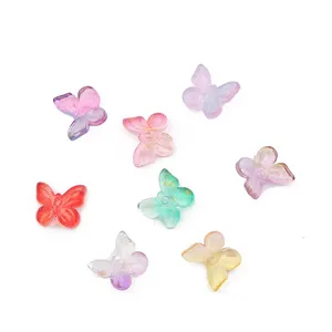 Colorful butterfly shape glass beads for handmade DIY jewelry making and hair accessories