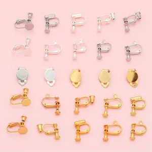 Copper Plated 14K 18K Gold Spiral Ear Clip Converters Non Pierced Earring Findings DIY Jewelry Accessories Frog Clips Components