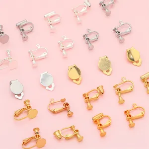 Gold and silver spiral clip-on earring converters and DIY jewelry findings set