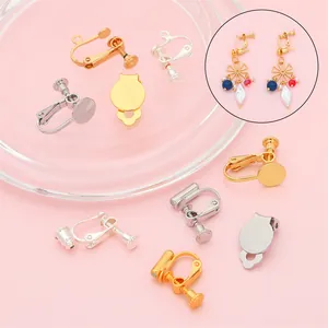 14K gold and silver plated spiral clip-on earring converters for DIY jewelry making