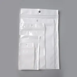 Translucent plastic seal bags with hanging holes for jewelry packaging in multiple sizes