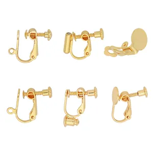 Detailed set of 14K gold-plated clip-on earring converters for DIY jewelry making