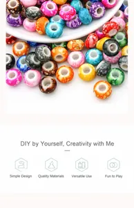 Macro shot of 12-15mm acrylic large hole beads with marble and tie-dye patterns for DIY