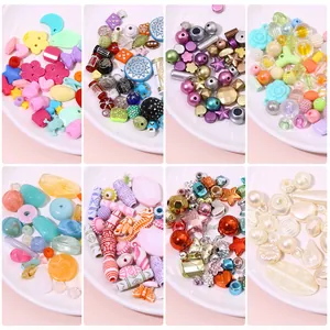 Assorted vintage Baroque acrylic beads in multiple shapes and colors for DIY jewelry making