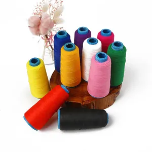 Set of 10 multicolor high-elastic sewing threads on wooden base for DIY bow making
