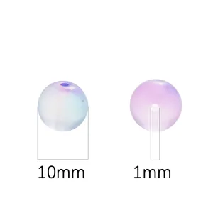 Perles en verre dépoli 10mm dégradées avec trou de 1mm pour création de bijoux DIY