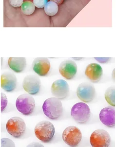 Macro detail of gradient glass beads with ice crack texture for DIY bracelet making