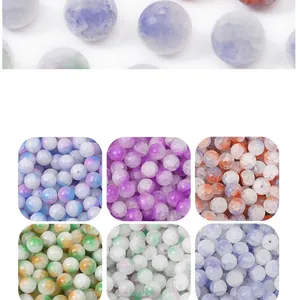 Detailed macro view of faceted glass beads in various colors for DIY jewelry making