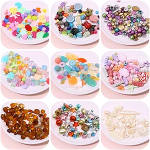 DIY jewelry making kit with baroque acrylic beads in various shapes and colors