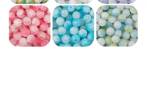 Macro display of colorful cracked glass beads for DIY jewelry and bracelets making