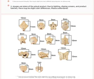 Size specifications for 13 styles of gold CCB beads for DIY jewelry making and crafts