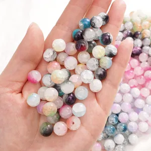 Frosted multicolor cracked glass beads for DIY handmade bracelets and jewelry making