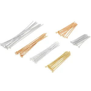 Flat headpins for jewelry making in gold silver and rose gold finishes in various lengths