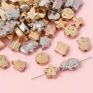 DIY CCB Plastic Loose Beads Electroplated Animal Heart Star Flower Spacer Charms For Bracelet Necklace Jewelry Making Accessory