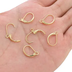 Lot de 6 dormeuses en plaqué or 14K avec anneau ouvert pour création de bijoux DIY