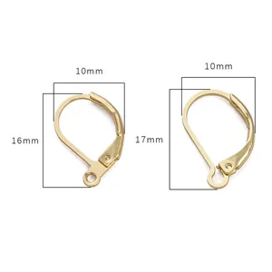 Dormeuses plaquées or 14K avec boucles en D pour la fabrication de bijoux DIY