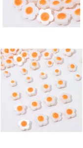 Detailed view of resin flower beads in egg yolk style for DIY jewelry and accessories