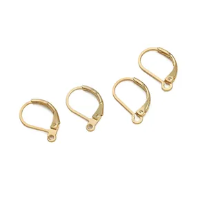 Lot de quatre créoles en laiton plaqué or 14K avec boucles pour création de bijoux DIY