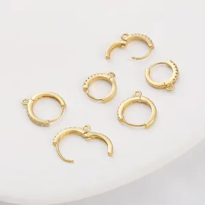 14K Goldgefülltes Messing Zirkonia Huggie Ohrringhaken Mit Schlaufe Für DIY Schmuckherstellung Dangle Ohrring Zubehör