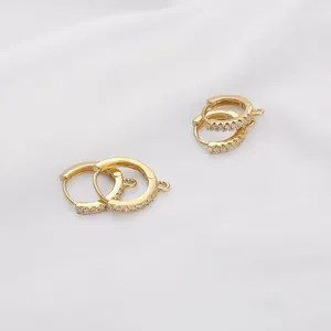 14K vergoldete Messing-Ohrringe mit Zirkonia und Öse für DIY-Schmuckherstellung