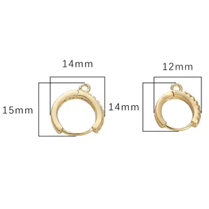 14K vergoldete Ohrring-Creolen mit Zirkonia-Steinen in den Größen 14mm und 12mm