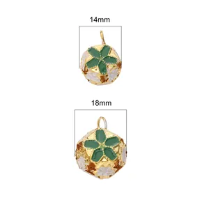 Golden hollow floral cloisonne bells in 14mm and 18mm sizes for DIY jewelry crafting