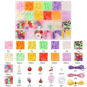 DIY Jewelry Making Kit Fruit Theme Polymer Clay Beads Alphabet Charms For Bracelet Necklace Earring Crafting Kit