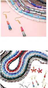 Détails macro de perles en verre cristal irisé en forme de pagode pour bijoux DIY