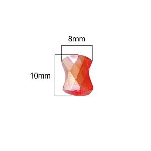 Red 10x8mm bow-shaped faceted crystal glass bead for DIY necklace and bracelet crafting