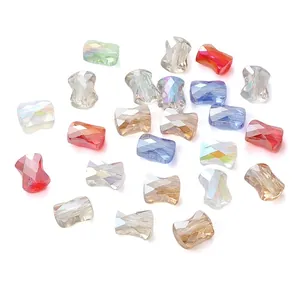 Faceted colorful glass bow beads for DIY jewelry making in assorted crystal colors