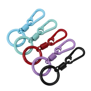 Mehrfarbige Legierung Schlüsselanhänger DIY Tasche Aufhängen Feder Schnalle Haken Mit Spiralverbinder Runder Schlüsselring Zubehör