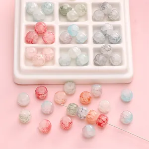 Perles en Verre Faux Jade Teint à l'Eau Motif Fissuré Cylindre Perles Vrac pour Bracelet Collier DIY Matériaux de Fabrication de Bijoux Fait Main En Gros