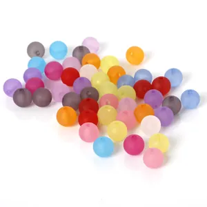 Multicolor Acrylic Frosted Round Loose Beads Matte Macaron Candy Color Spacer Beads For DIY Jewelry Making Bracelet Necklace